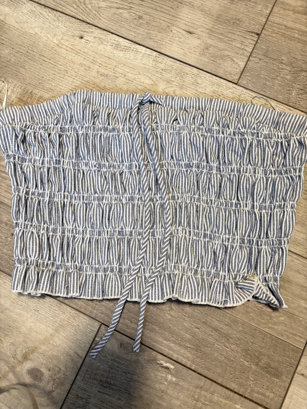 Smocked Blue and White Stripe Women's crop top